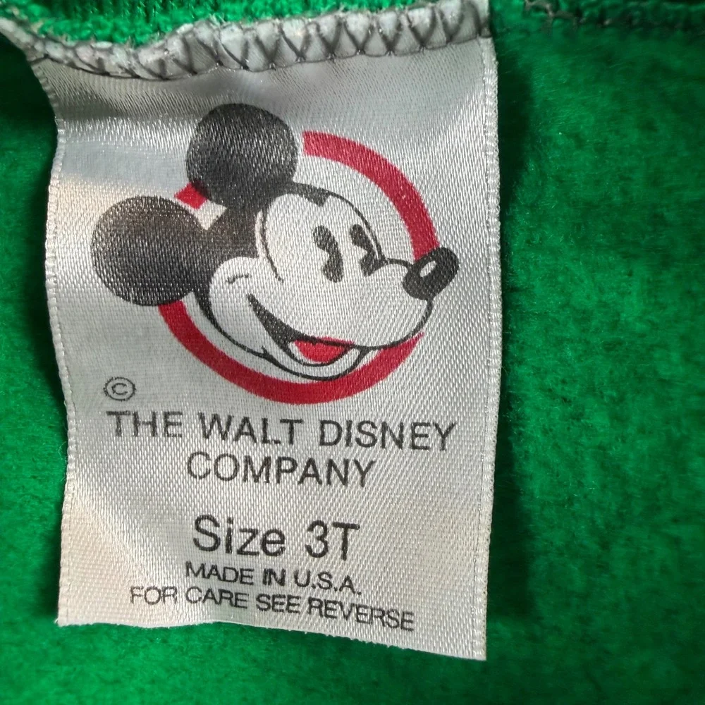 Vintage Disney Mickey Minnie Mouse Christmas Sweatshirt Green 3T Made in USA